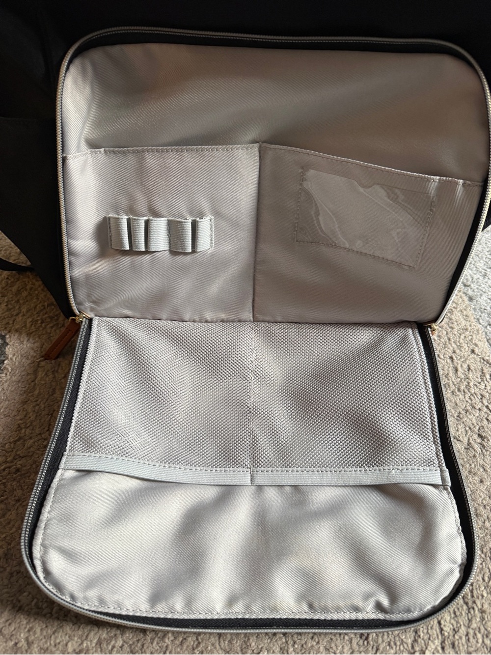 Maevn Ready Go 2 Clinical Black and Tan Backpack Tote with Leather Trim - Picture 4 of 5